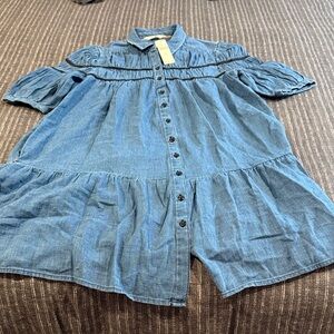 Anthropologie Maeve Blue Denim Mini Dress